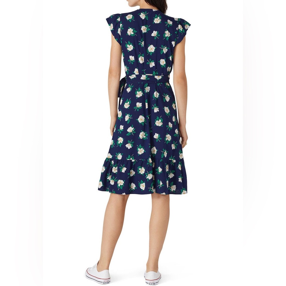 Draper James Navy Floral Flutter Wrap Dress - Picture 2 of 10